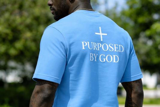 Purposed By God Men's T-Shirt And Shorts Set (Blue And White)