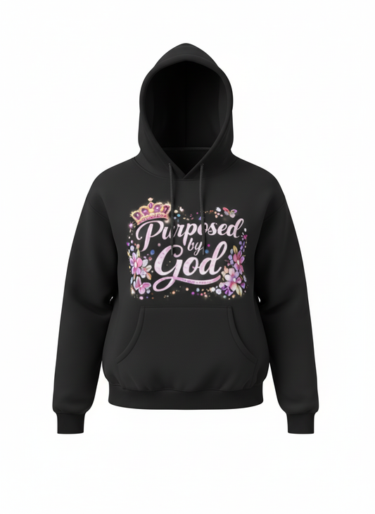 Purposed By God Black And Pink Crown Hoodie