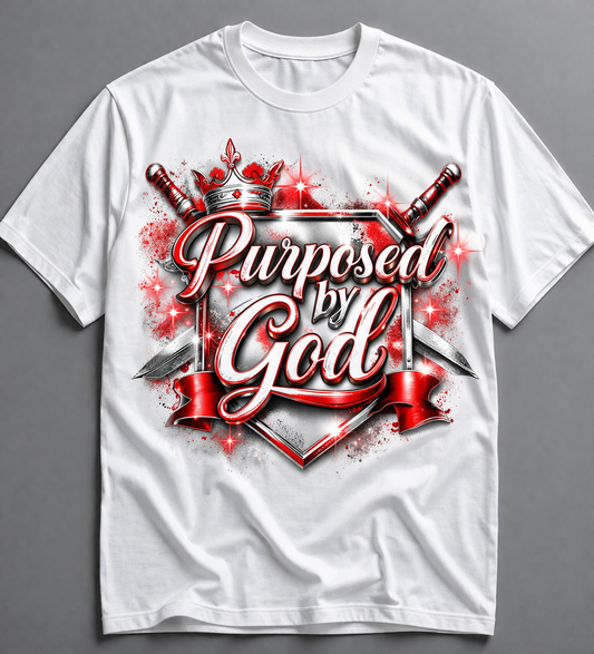 "Purposed By God" Black Red &amp; Silver Airbrush Graphic Tee