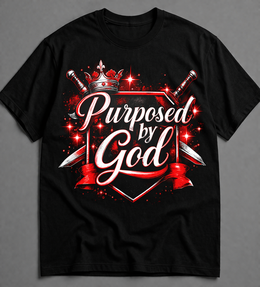 "Purposed By God" White Red &amp; Silver Airbrush Graphic Tee